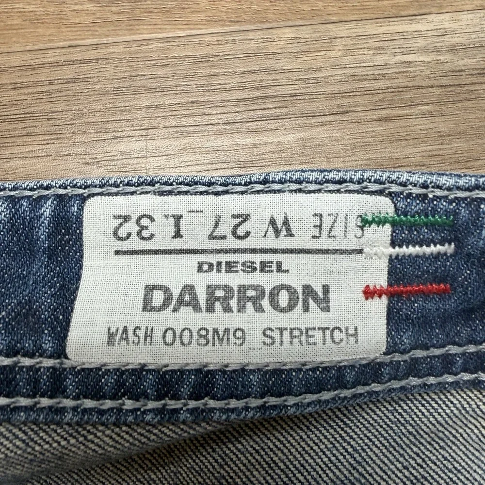 Diesel Darron Jeans Men 29x30 Blue Slim Tapered Whiskered Made Italy (Tag 27x32)